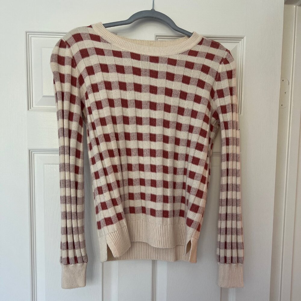 LOFT Pink Gingham Sweater